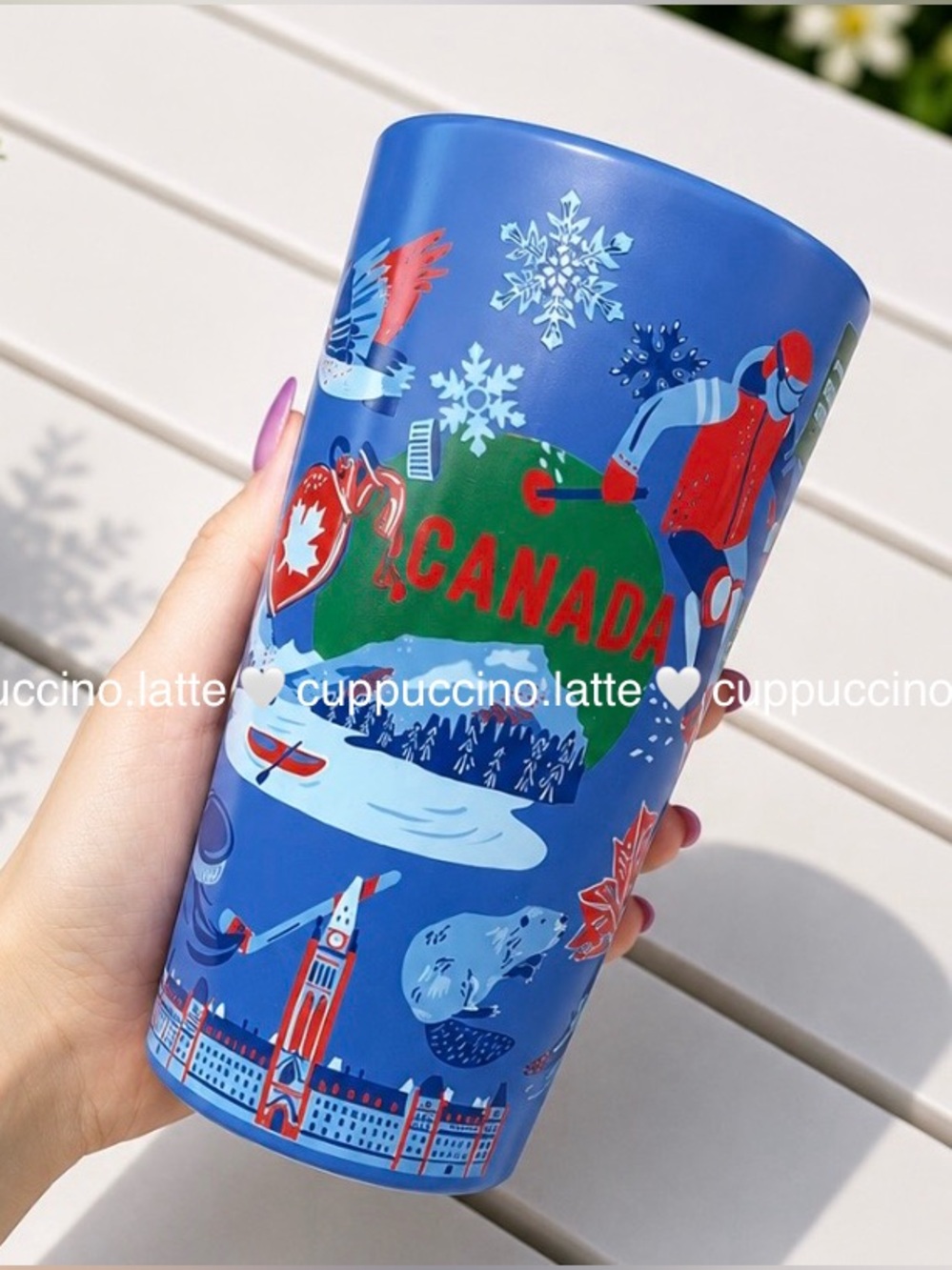 🍁NWT💙Starbucks Blue Canada Discovery Series Graphic Ceramic Travel Mug Tumbler